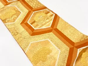 アンティーク　亀甲に桐・七宝模様織り出し袋帯（着用可）